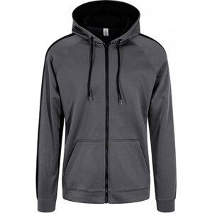 Just Hoods Sportovní raglánová mikina s kapucí a kontrastními pruhy Barva: Steel Grey (Solid)-Jet Black, Velikost: 3XL JH066