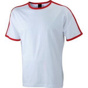 James & Nicholson Pánské tričko Flag-T s kontrastními lemy, 165 g/m Barva: bílá - červená, Velikost: XXL JN017