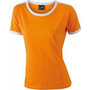 James & Nicholson Dámské tričko s kontrastními lemy Flag-T, 165g/m Barva: oranžová - bílá, Velikost: L JN018