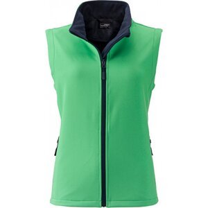 James & Nicholson Měkká větruodolná softshellová dámská vesta Barva: zelená - modrá námořní, Velikost: XL JN1127