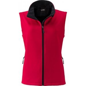 James & Nicholson Měkká větruodolná softshellová dámská vesta Barva: Červená - černá, Velikost: L JN1127