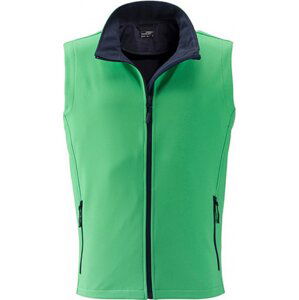 James & Nicholson Měkká větruodolná softshellová pánská vesta Barva: zelená - modrá námořní, Velikost: M JN1128