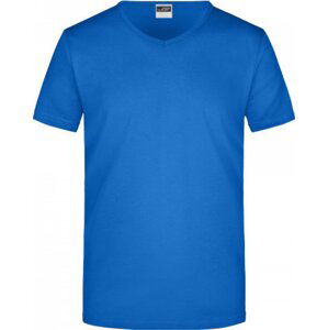 James & Nicholson Pánské slim-fit tričko do véčka 160g/m Barva: modrá kobaltová, Velikost: M JN912