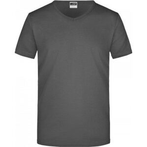 James & Nicholson Pánské slim-fit tričko do véčka 160g/m Barva: Šedá grafitová, Velikost: L JN912