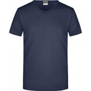 James & Nicholson Pánské slim-fit tričko do véčka 160g/m Barva: modrá námořní, Velikost: L JN912