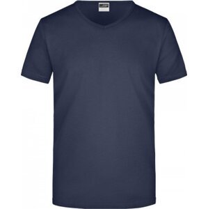 James & Nicholson Pánské slim-fit tričko do véčka 160g/m Barva: modrá námořní, Velikost: M JN912