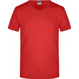 James & Nicholson Pánské slim-fit tričko do véčka 160g/m Barva: Červená, Velikost: L JN912
