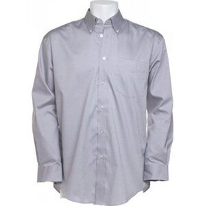 Kustom Kit Pánská korporátní oxford košile s kapsičkou a dlouhým rukávem 85% bavlna Barva: stříbrná šedá, Velikost: S/M = 38cm obvod límce K105
