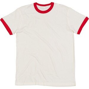 Mantis Pánské retro tričko Superstar s kontrastními lemy Barva: bílá - červená výrazná, Velikost: L P175