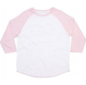 Mantis Pánské baseballové tričko Superstar s kontrastními 3/4 rukávy Barva: Pure White-Soft Pink, Velikost: XS P88