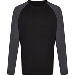 Módní unisex tričko s dlouhými kontrastními rukávy Miners Mate Barva: černé triko s melírovými rukávy, Velikost: XL MY210