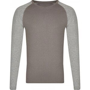 Módní unisex tričko s dlouhými kontrastními rukávy Miners Mate Barva: šedé triko s melírovými rukávy, Velikost: 3XL MY210
