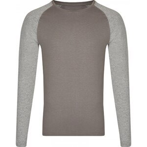 Módní unisex tričko s dlouhými kontrastními rukávy Miners Mate Barva: šedé triko s melírovými rukávy, Velikost: 3XL MY210