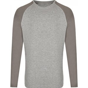 Módní unisex tričko s dlouhými kontrastními rukávy Miners Mate Barva: šedé melírové triko s kontrastními rukávy, Velikost: L MY210