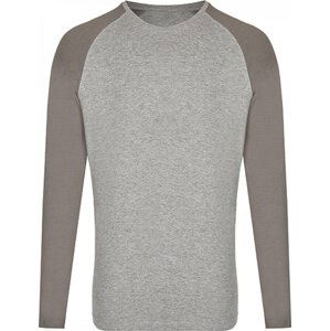 Módní unisex tričko s dlouhými kontrastními rukávy Miners Mate Barva: šedé melírové triko s kontrastními rukávy, Velikost: M MY210