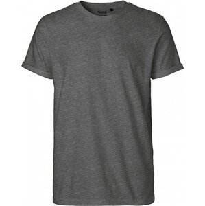 Neutral Moderní pánské organické tričko s ohnutými konci rukávů Barva: šedá tmavá melír, Velikost: 3XL NE60012