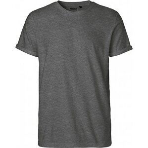 Neutral Moderní pánské organické tričko s ohnutými konci rukávů Barva: šedá tmavá melír, Velikost: S NE60012