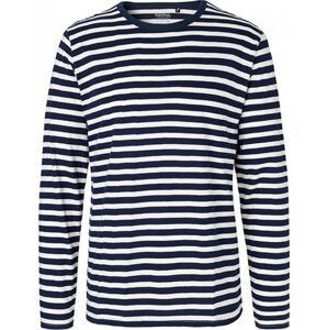 Neutral Moderní pánské organické triko s dlouhými rukávy Barva: bílá - modrá námořní, Velikost: 3XL NE61050