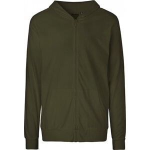 Organická unisex letní mikina Neutral se zipem a kapucí 155 g/m Barva: zelená vojenská, Velikost: L NE62301