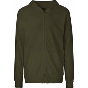 Organická unisex letní mikina Neutral se zipem a kapucí 155 g/m Barva: zelená vojenská, Velikost: M NE62301