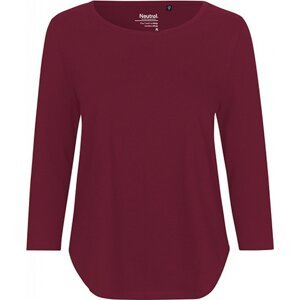 Dámské organické tričko Neutral se  3/4  rukávky 155 g/m Barva: Červená vínová, Velikost: L NE81006