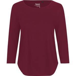 Dámské organické tričko Neutral se  3/4  rukávky 155 g/m Barva: Červená vínová, Velikost: M NE81006