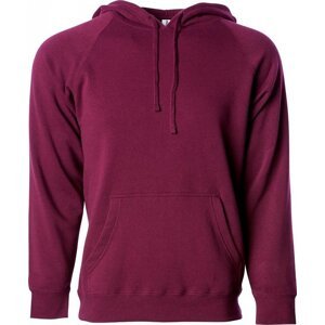 Independent Úzká unisex raglánová mikina s kapucí ze směsového materiálu Barva: fialová maroon, Velikost: L NP305