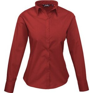 Premier Workwear Dámská popelínová košile s dlouhým rukávem Barva: Červená vínová, Velikost: 48 (20) PW300
