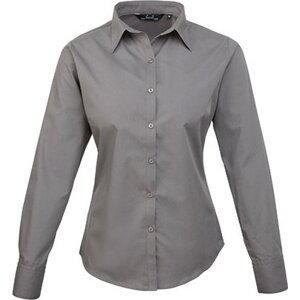 Premier Workwear Dámská popelínová košile s dlouhým rukávem Barva: šedá tmavá, Velikost: 40 (12) PW300