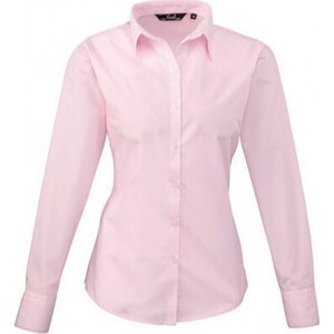 Premier Workwear Dámská popelínová košile s dlouhým rukávem Barva: Růžová, Velikost: 42 (14) PW300