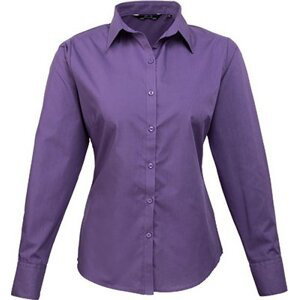 Premier Workwear Dámská popelínová košile s dlouhým rukávem Barva: Fialová, Velikost: 46 (18) PW300