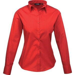 Premier Workwear Dámská popelínová košile s dlouhým rukávem Barva: Červená, Velikost: 34 (6) PW300