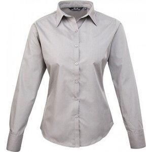 Premier Workwear Dámská popelínová košile s dlouhým rukávem Barva: stříbrná, Velikost: 42 (14) PW300