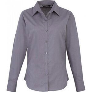 Premier Workwear Dámská popelínová košile s dlouhým rukávem Barva: Modrá ocelová, Velikost: 36 (8) PW300