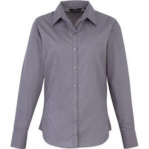 Premier Workwear Dámská popelínová košile s dlouhým rukávem Barva: Modrá ocelová, Velikost: 48 (20) PW300