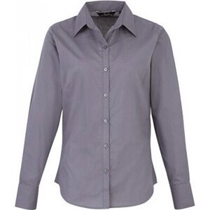 Premier Workwear Dámská popelínová košile s dlouhým rukávem Barva: Modrá ocelová, Velikost: 50 (22) PW300