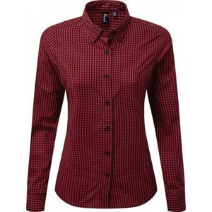 Premier Workwear Dámská kostkovaná košile Maxton s dlouhým rukávem Barva: černá - červená (ca. Pantone 201C), Velikost: S PW352