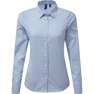 Premier Workwear Dámská kostkovaná košile Maxton s dlouhým rukávem Barva: modrá světlá (ca. Pantone 2707C)-White, Velikost: XL PW352