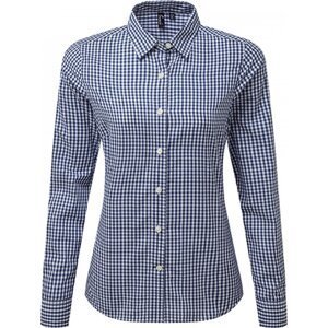 Premier Workwear Dámská kostkovaná košile Maxton s dlouhým rukávem Barva: modrá námořní (ca. Pantone 533C)-White, Velikost: M PW352