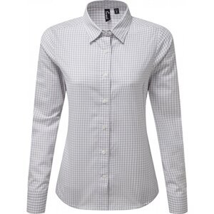 Premier Workwear Dámská kostkovaná košile Maxton s dlouhým rukávem Barva: stříbrná  (ca. Pantone 429C)-White, Velikost: M PW352