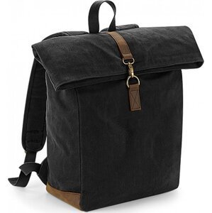 Quadra Nepromokavý plátěný rolovací retro batoh s kovovou přezkou na notebook do 15,6" Barva: Černá, Velikost: 30 x 40 x 14 cm QD655