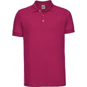 Russell Pánské strečové polo tričko s límečkem a krátkými rukávy Barva: Růžová fuchsiová, Velikost: XXL Z566