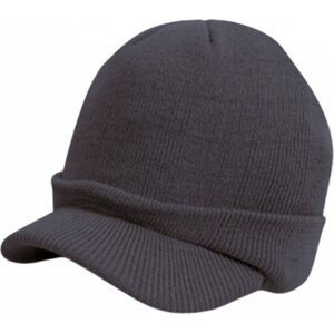 Result Winter Essentials Vojenská pletená čepice s krátkým tvarovaným kšiltem Barva: šedá uhlová RC60