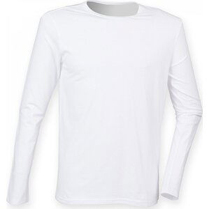 SF Men Pánské strečové slim fit triko Feel Good s dlouhým rukávem Barva: Bílá, Velikost: L SFM124