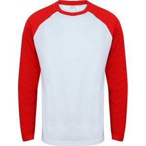 Pánské triko s dlouhým Baseball rukávem SF Men Barva: bílá - červená, Velikost: S SFM271