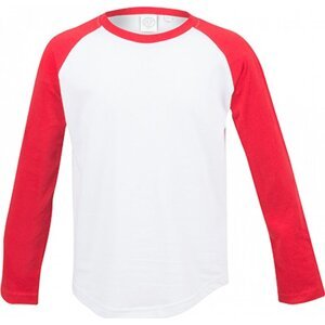 SF Minni Dlouhé dětské baseballové triko s dlouhým rukávem Barva: White-Red, Velikost: 9/10 let SM271