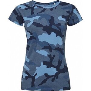 Sol's Kamuflážové dámské tričko ve slim fit střihu 100% bavlna Barva: modrá kamufláž, Velikost: XXL L134