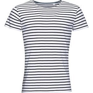 Pánské tričko s proužky a krátkým rukávem Sol's Barva: bílá - modrá námořní, Velikost: XL L01398