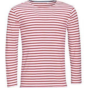 Pánské pruhované tričko s dlouhým rukávem Sol's Barva: bílá - červená, Velikost: L L01402