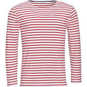 Pánské pruhované tričko s dlouhým rukávem Sol's Barva: bílá - červená, Velikost: XXL L01402